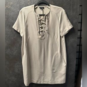 Topshop Lace Up Tie Tan Dress Size 8